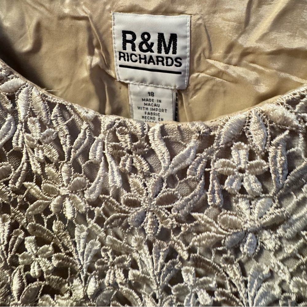 R&M Richards Top &Skirt 2 Piece  Set Beige Size 18 Elegant Formal - Picture 5 of 6
